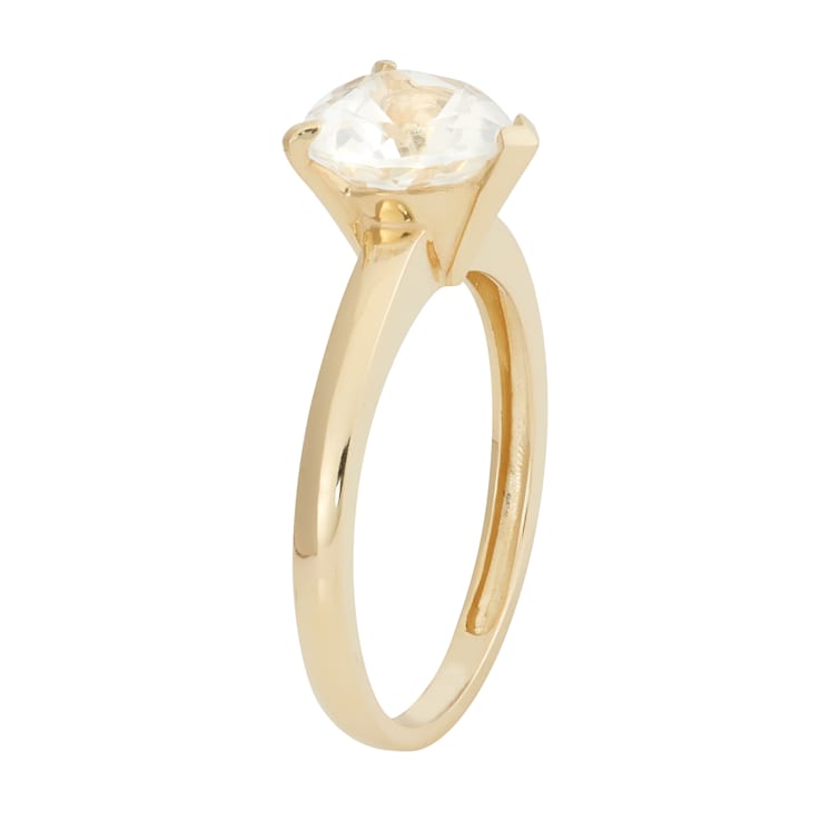 Lab Created White Sapphire 10K Yellow Gold Heart Ring 2.15ctw