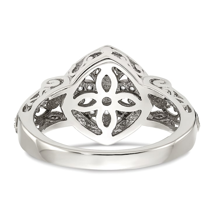 Rhodium Over Sterling Silver with 14K Accent Diamond Ring