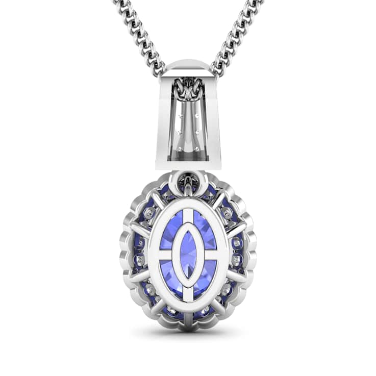 1.60ctw 14K White Gold Tanzanite and White Diamond Pendant with 18 inch
Cable Chain