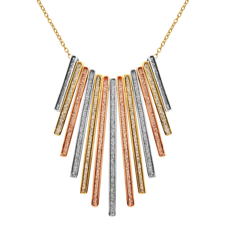 14k Rose Gold and Rhodium Over Brass Two-Tone Statement Necklace
