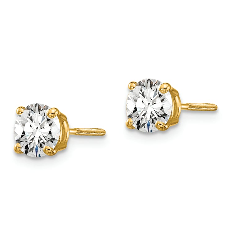 14K Yellow Gold Certified Lab Grown Diamond 1ct. VS/SI GH+, Screw Back Earrings