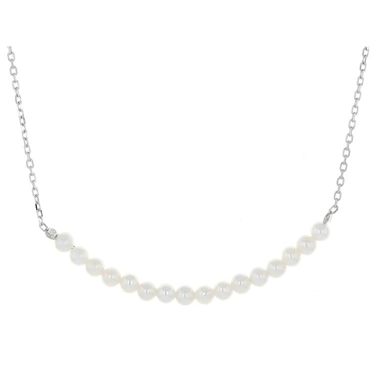 Delicate Freshwater Pearl Necklace In Sterling Silver