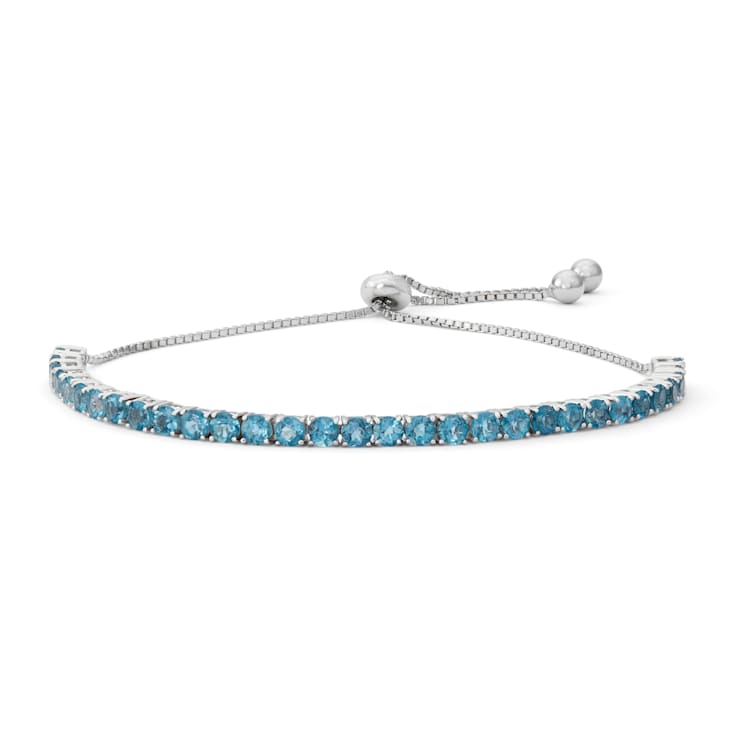 London Blue Topaz Sterling Silver Bolo Bracelet 3.41ctw