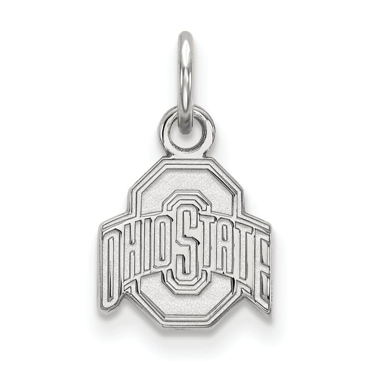 Rhodium Over Sterling Silver LogoArt Ohio State University Extra Small Pendant