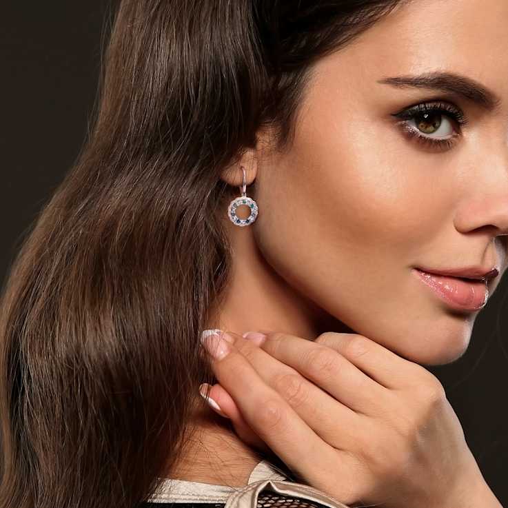 2ctw Sky Blue, London Blue and White Topaz Open Circle Drop Earrings in
Sterling Silver