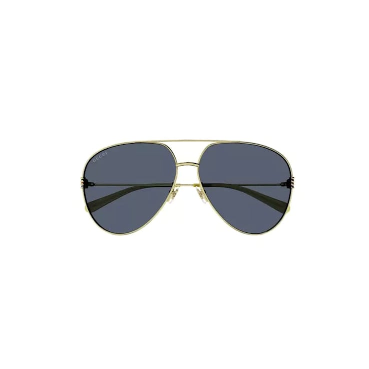 Gucci Gold Tone Yellow Aviator Frame Blue Lens Sunglasses 11WHXA
