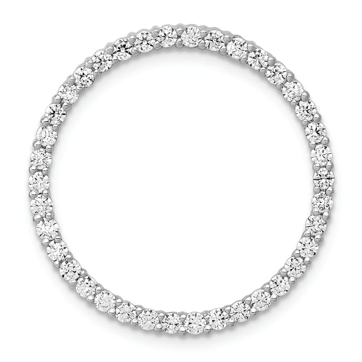 Rhodium Over 10k White Gold 0.76 ctw Diamond Circle Chain Slide Pendant