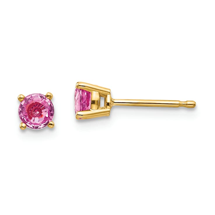 14K Yellow Gold Pink Sapphire Earrings