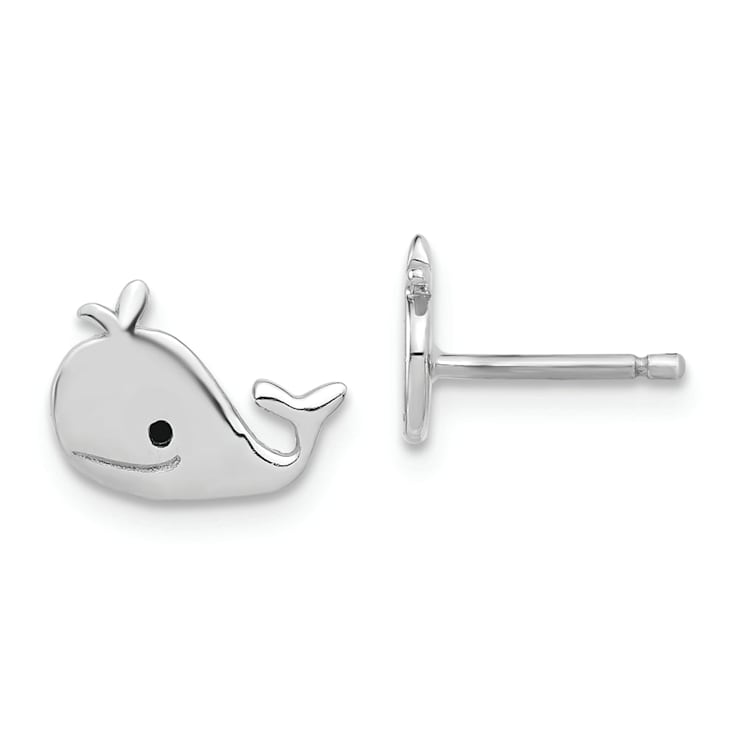Sterling Silver Enamel Whale Children's Post Earrings