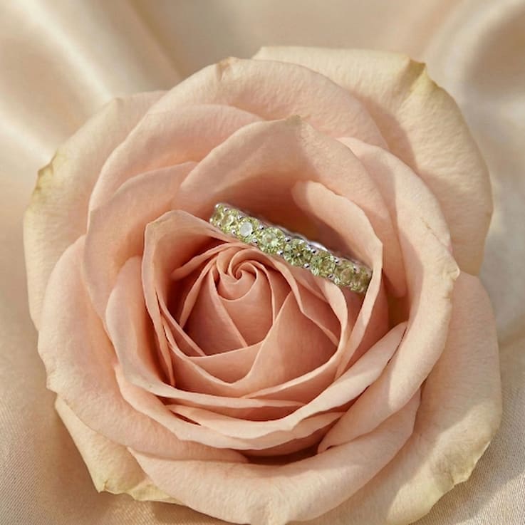 Peridot Stackable Band Ring In Sterling Silver