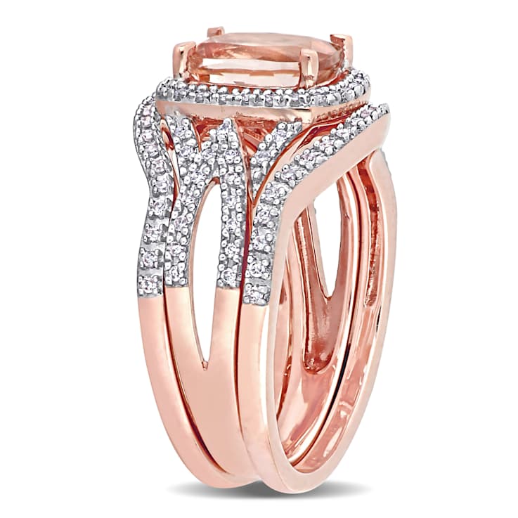 Morganite and Diamond 10K Rose Gold Ring 1.64ctw