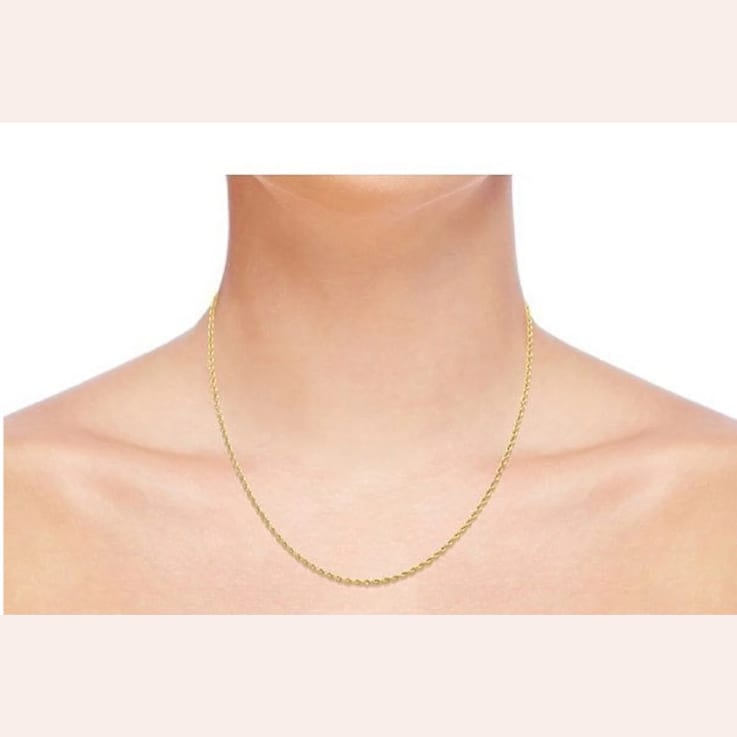 14k Gold 1.5 mm Hollow Rope Chain Necklace - 18"