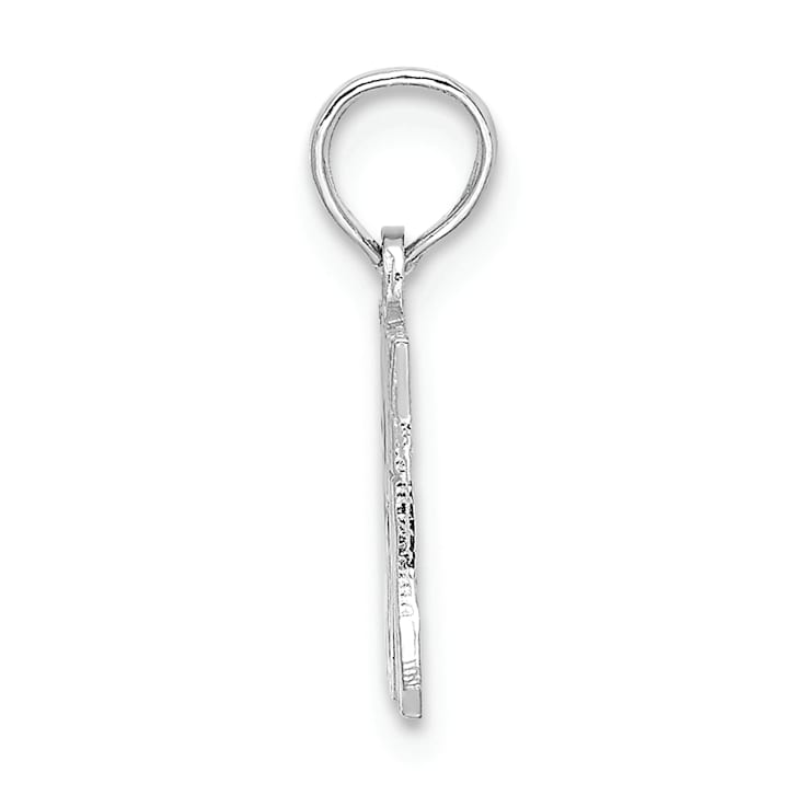 Rhodium Over 14k White Gold Textured I Heart (Love) My Mom Pendant