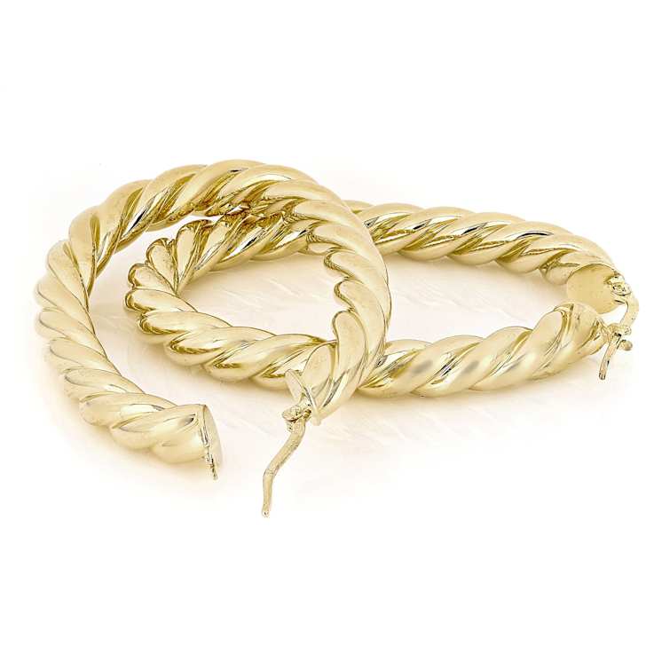 2 Inch Twisted Hoop Earrings In 18K Gold Over Bronze