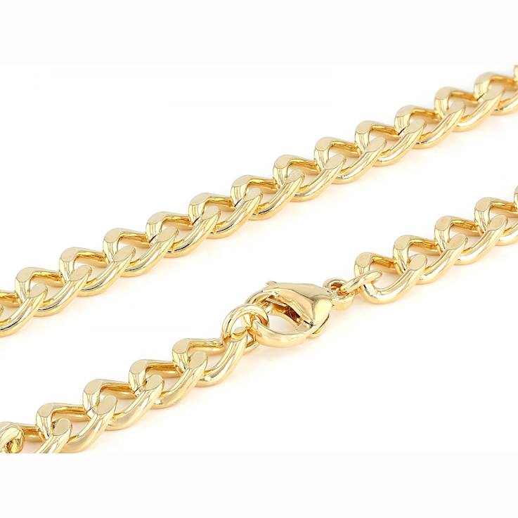 Open Curb Chain Necklace In 18K Gold Over Bronze 20 Inch