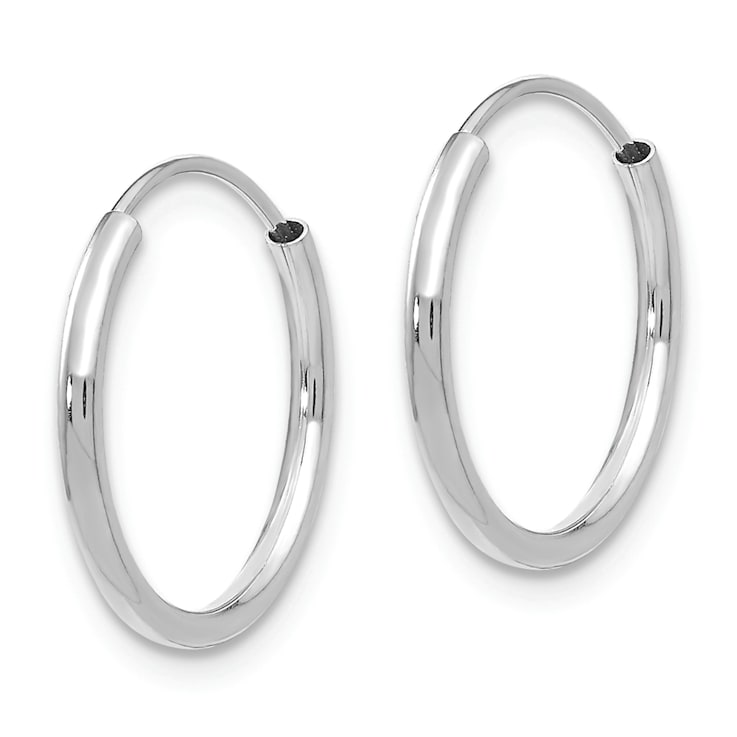 Rhodium Over 14K White Gold Endless Hoop Earrings