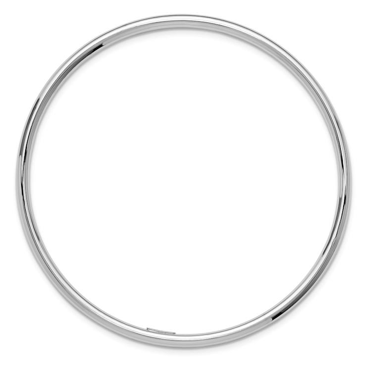 Rhodium Over 14k White Gold 3mm Polished Slip On Bangle