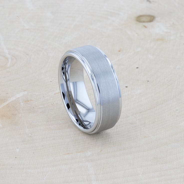 OPTIMUS Raised Center with Brush Finish Tungsten Ring 8mm