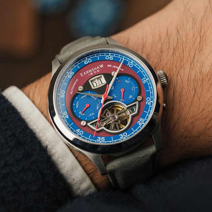 Thomas Earnshaw Baron Grand Date Calendar Open Heart Automatic