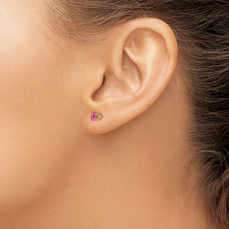 14K Yellow Gold Pink Sapphire Earrings