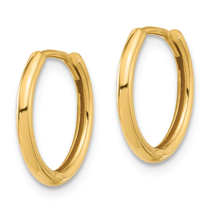 14k Yellow Gold Polished 9/16" Hinged Hoop Earrings