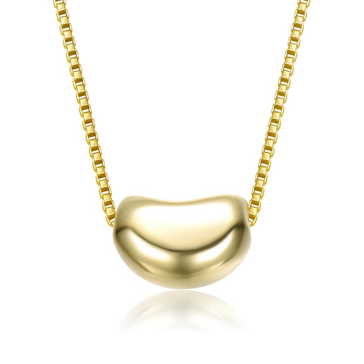 Bean Shaped Pendant Necklace In 14K Gold Over Sterling Silver