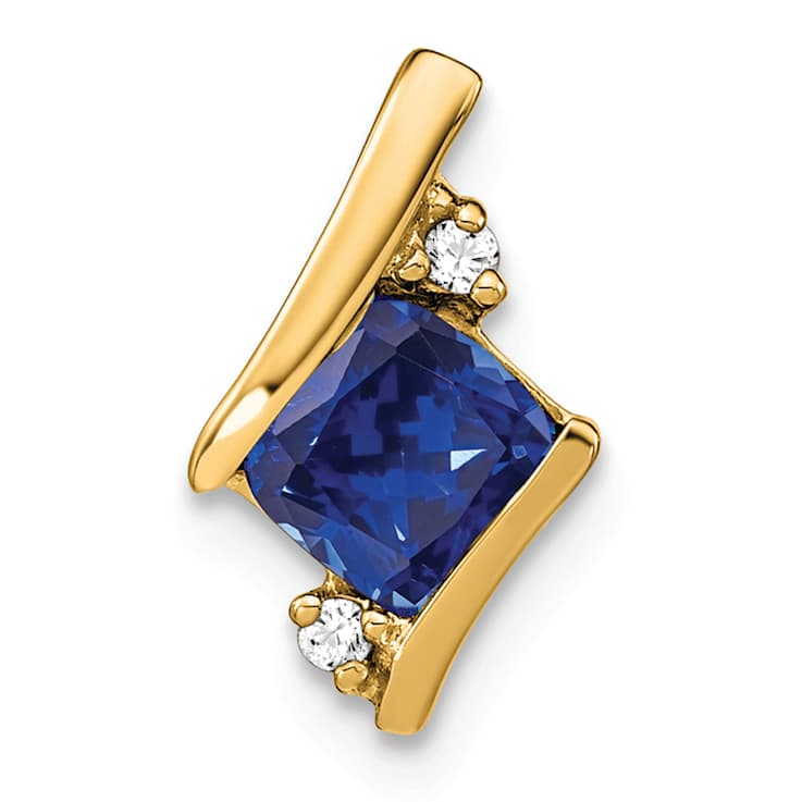 10k Yellow Gold 0.65 ctw Cushion Lab Created Sapphire and Diamond Chain
Slide Pendant