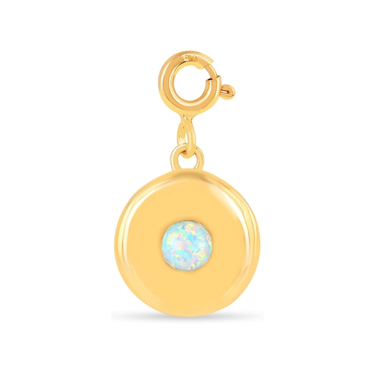 Round Lab Created Opal 18K Yellow Gold Over Sterling Silver Circle Charm
Opal Pendant Charm