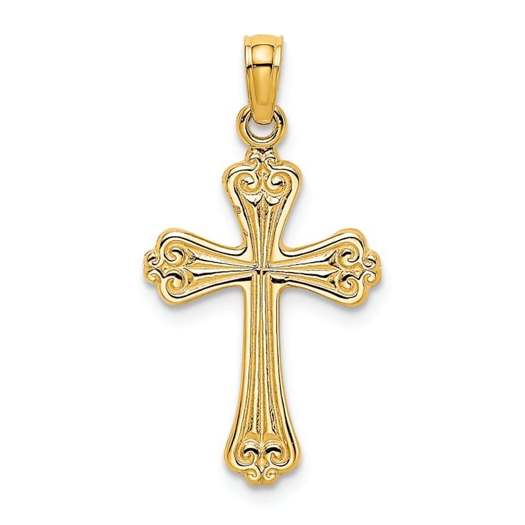 14k Yellow Gold Polished Cross Pendant