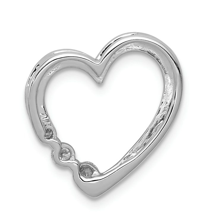Rhodium Over 14k White Gold Diamond Heart Chain Slide
