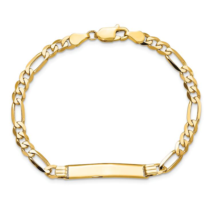 10k Yellow Gold Figaro Link ID Bracelet