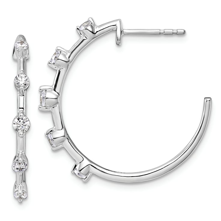 Rhodium Over 14K White Gold Lab Grown Diamond SI1/SI2, G H I, Hoop Earrings