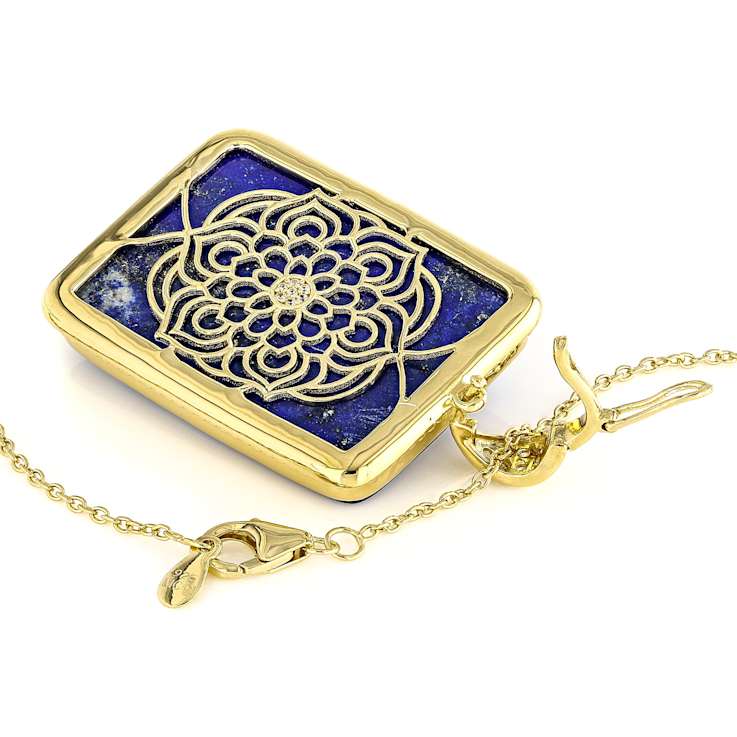 Lapis Lazuli North Star Pendant Necklace In 18K Gold Over Sterling
Silver 0.32ctw