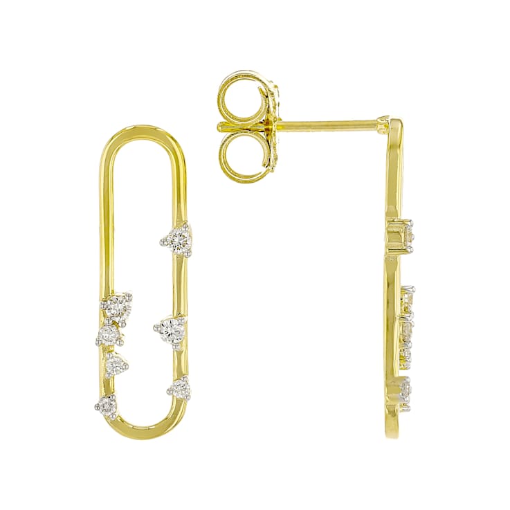 Graceful Lab-Grown Diamond Drop Earrings In 18K Gold Over Sterling Silver