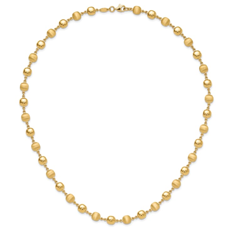 14K Yellow Gold Polished and Satin Puffed Circles Necklace