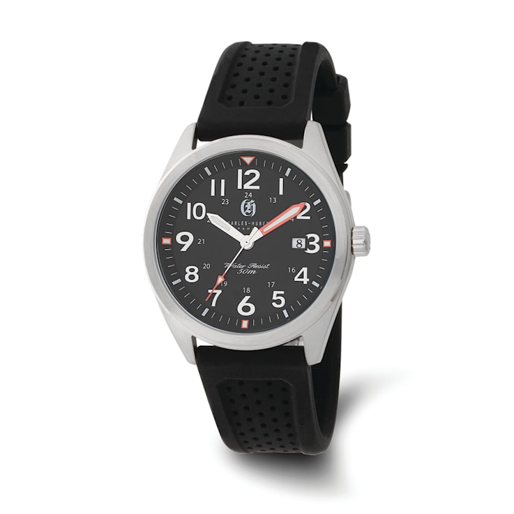 Charles Hubert Stainless Steel Black Dial Watch