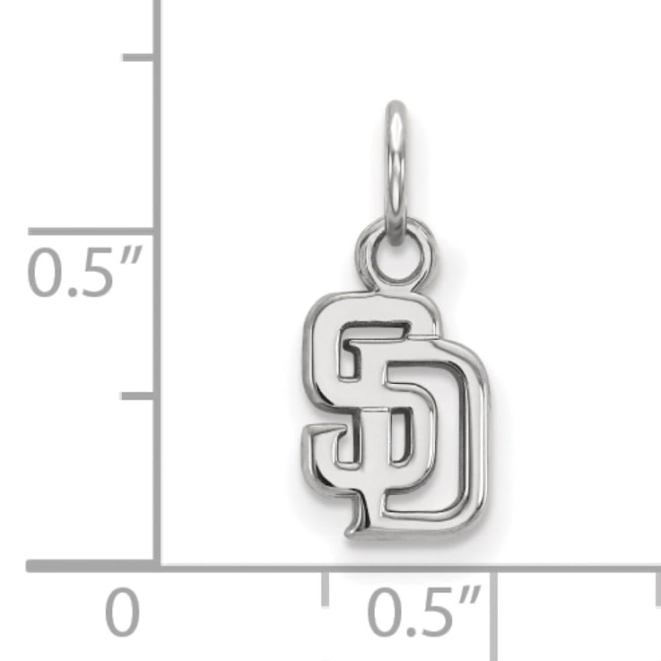 Rhodium Over Sterling Silver MLB San Diego Padres LogoArt Pendant