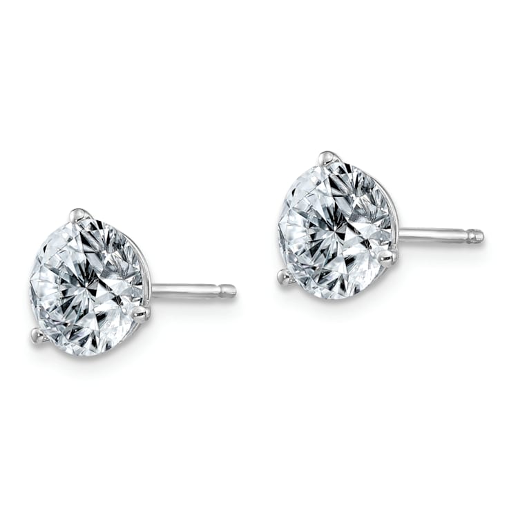 Rhodium Over 14K White Gold 2.50ct. 7.0mm Round J-K Color Moissanite Earrings