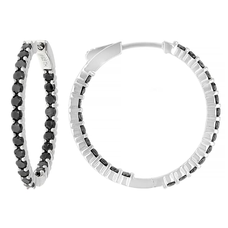 Black Diamond Huggie Earrings In Sterling Silver 2.75ctw