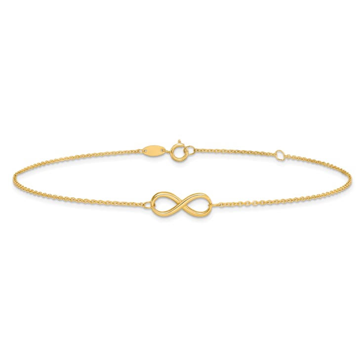 14K Yellow Gold Polished Infinity with 1-inch Extension Anklet