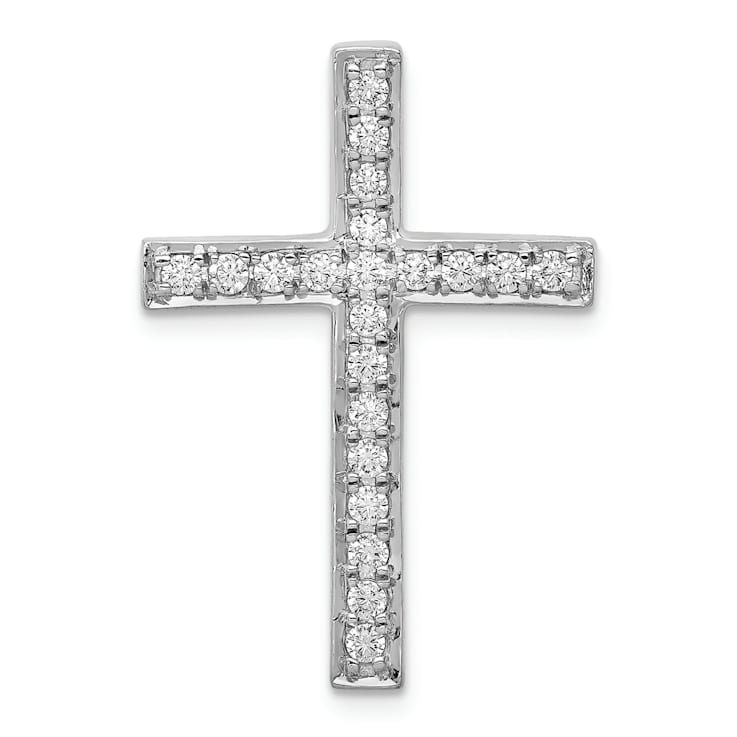 Rhodium Over 14K White Gold 3/8ct. Diamond Cross Chain Slide