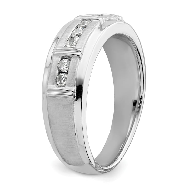 Rhodium Over 14K White Gold Lab Grown Diamond SI1/SI2, G H I, Men's Ring