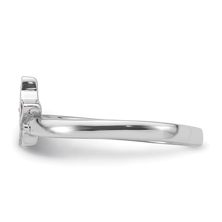 Rhodium Over Sterling Silver Multi-color Enameled Cat Children's Ring