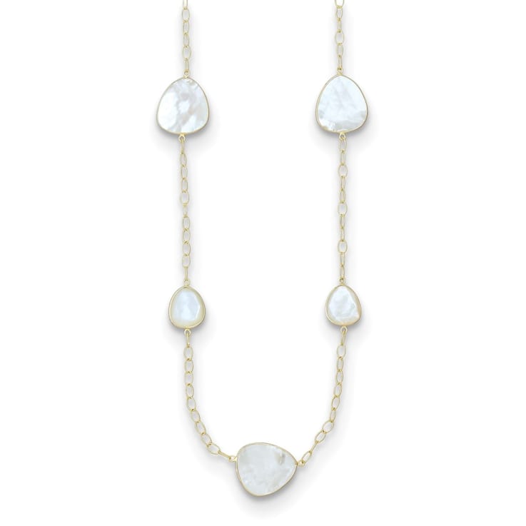 14K Yellow Gold Mother of Pearl 24 Inch Necklace