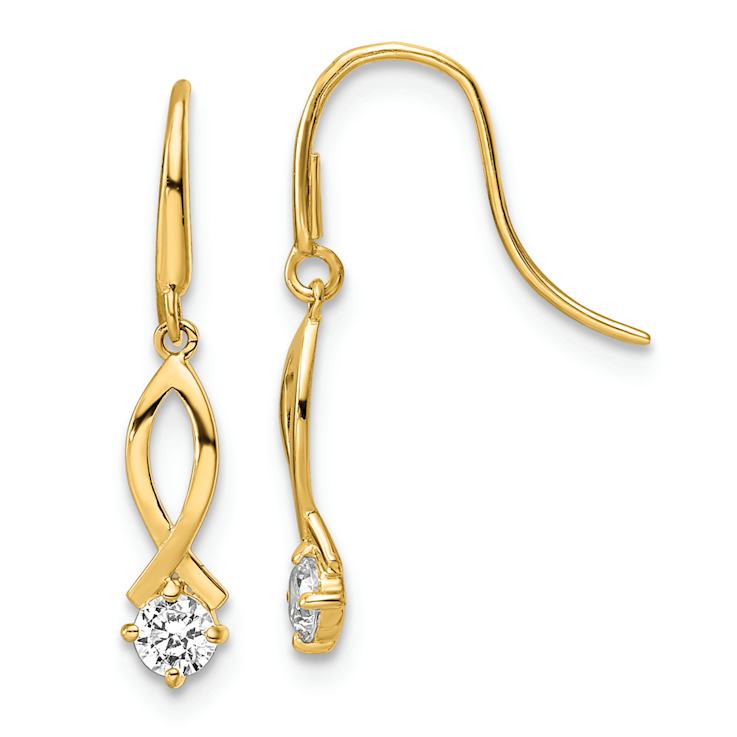 14k Yellow Gold Cubic Zirconia Dangle Earrings