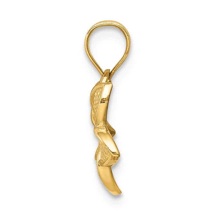 14k Yellow Gold Polished and Textured Plumeria Pendant