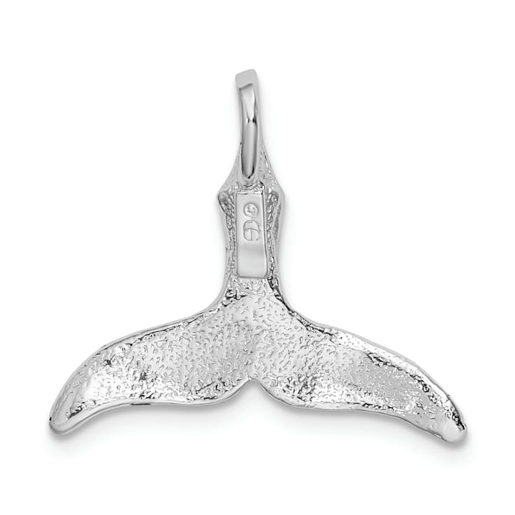 Rhodium Over Sterling Silver Polished Whale Tail Pendant