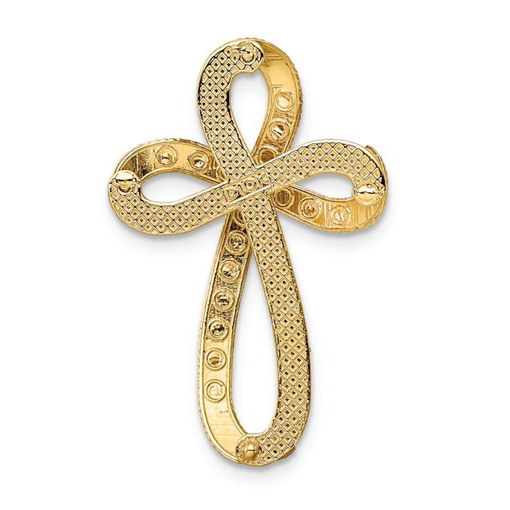 14K Two-tone Gold  Diamond-Cut Twisted Cross Chain Slide Charm