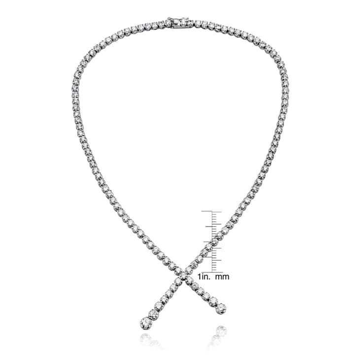 CZ Twist Chain Necklace In Sterling Silver 16 Inch