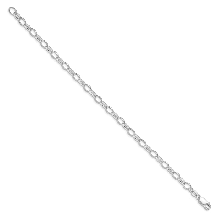 Rhodium Over Sterling Silver 5mm Rolo Chain Bracelet